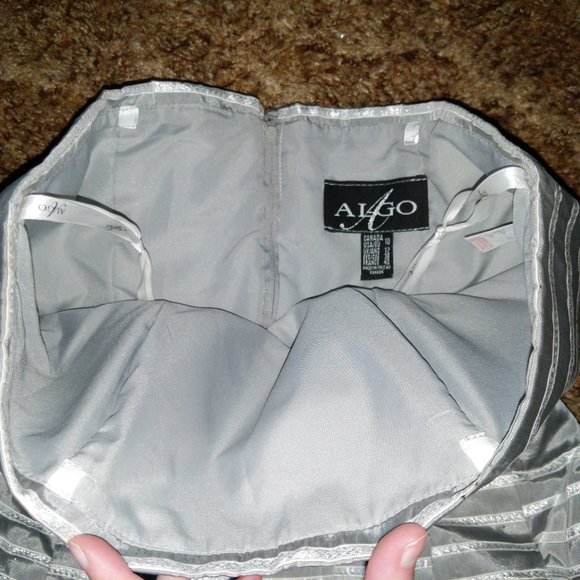 4/$20 | Algo Strapless Floor Length Silver Striped Dress - Picture 6 of 12